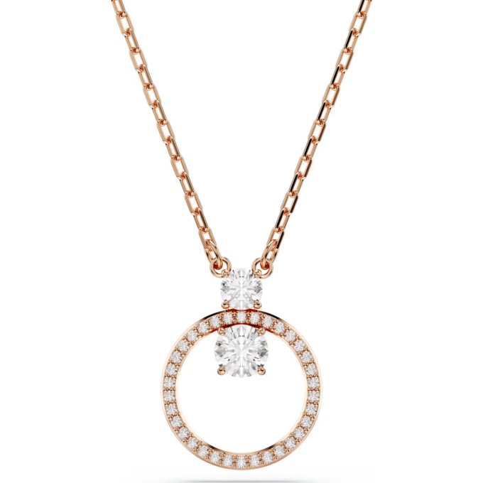 Swarovski Constella Circle Pendant with Rose CZ and Rolo Chain