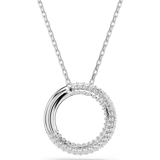 Swarovski Dexter Circle Pendant with White Pave CZ and Chain