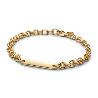 Pandora 14K Gold Plated Engraved Bar ID Bracelet 7.9in