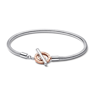 Pandora Moments Two-Tone T-Bar Snake Chain Bracelet