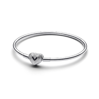 Pandora Silver Bangle Bracelet with Heart Clasp