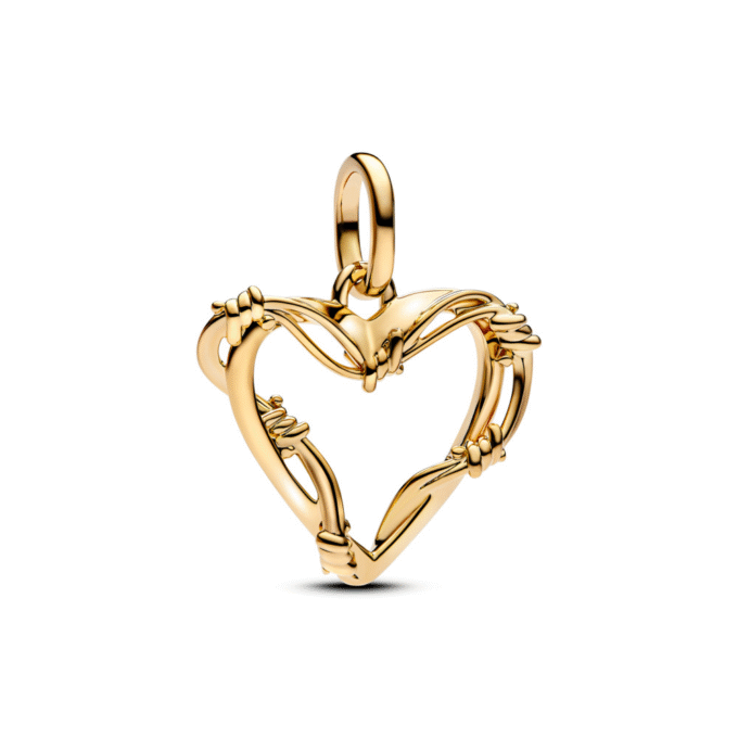 Pandora 14K Gold Plated Barb Wire Heart Medallion