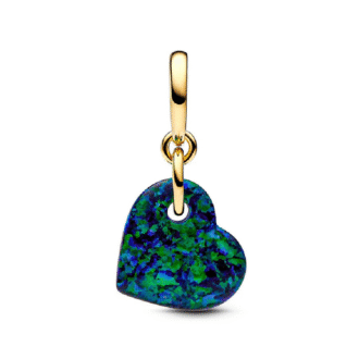 Pandora 14K Gold Plated Green and Blue Opal Heart Dangle Charm