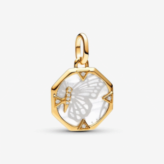 Pandora Yellow Gold Plated Butterfly Medallion with CZ & MOP