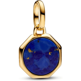 14K Gold Plated Engravable Octagonal Mini Medallion with Lapis