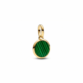 14K Gold Plated Engravable Mini Medallion with Malachite