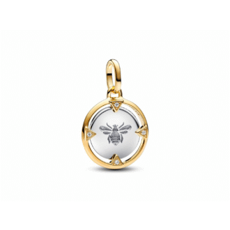 Pandora Bee Medallion with Clear CZ in 14K Gold and Silver