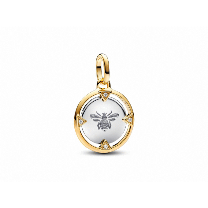 Pandora Bee Medallion with Clear CZ in 14K Gold and Silver