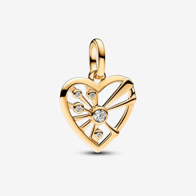 Pandora Yellow Gold Plated Heart Medallion with CZ
