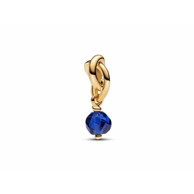 Pandora 14K Gold Plated Princess Blue Crystal Dangle Charm
