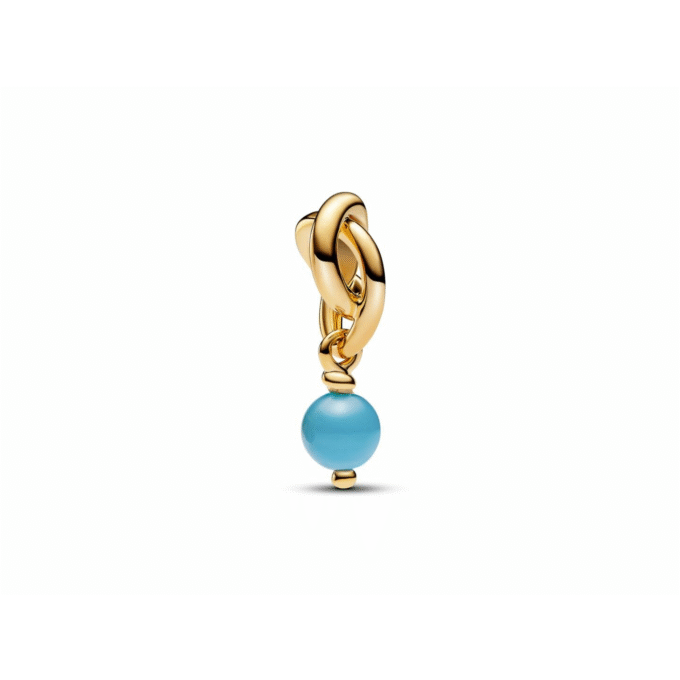 Pandora 14K Gold Plated Capri Blue Crystal Dangle Charm
