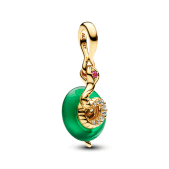 Pandora 14K Yellow Gold Green Murano Glass Snake Charm