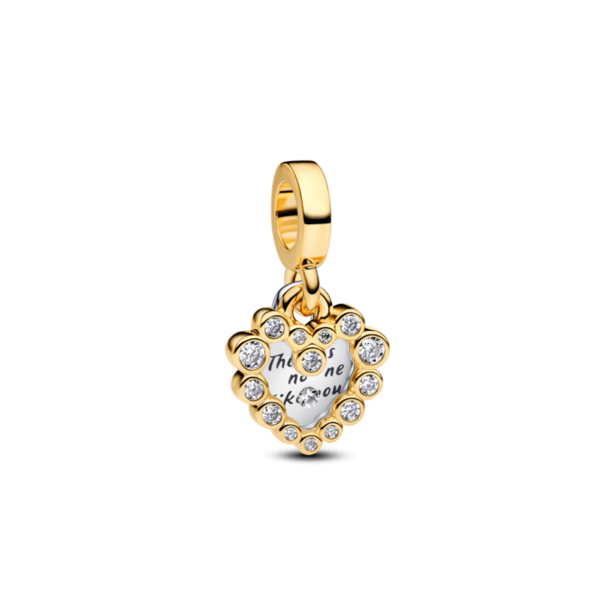Pandora 14K Gold Plated and Silver Double Heart Dangle Charm
