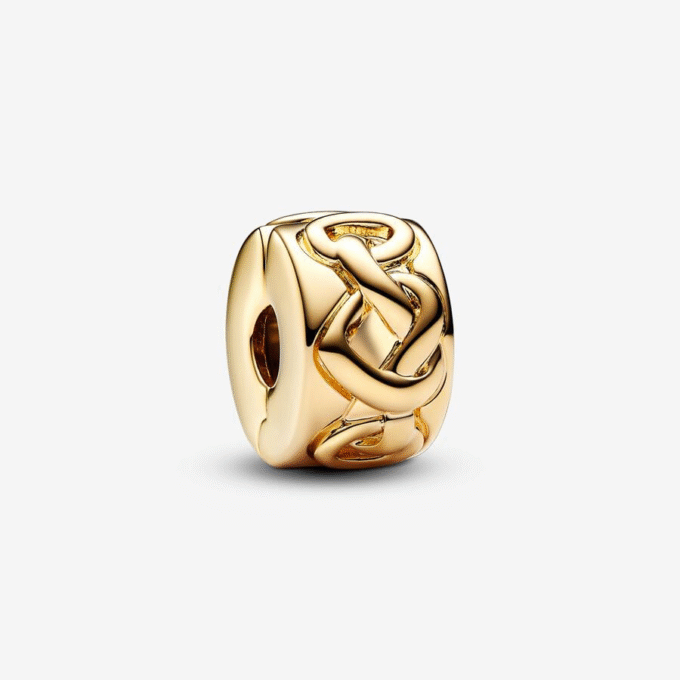 Pandora 14K Gold Plated Knotted Heart Clip Charm