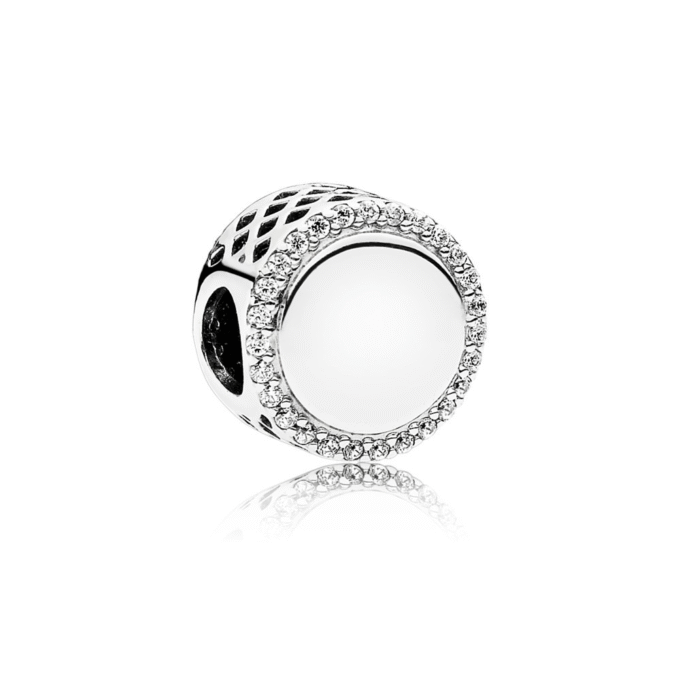 Clear CZ Silver Charm