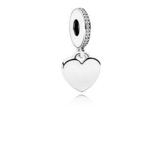 Heart Silver Dangle Charm with Clear CZ