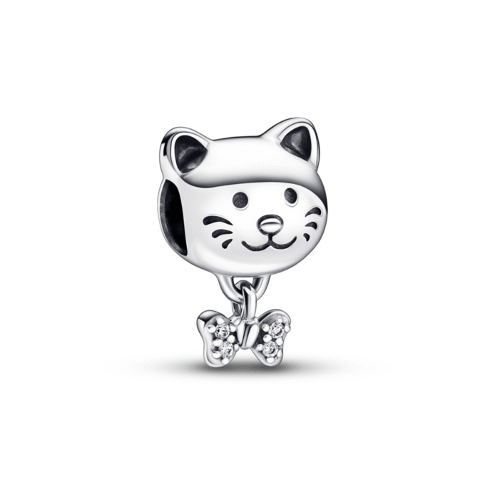 Pet Cat & Bow Dangle Charm