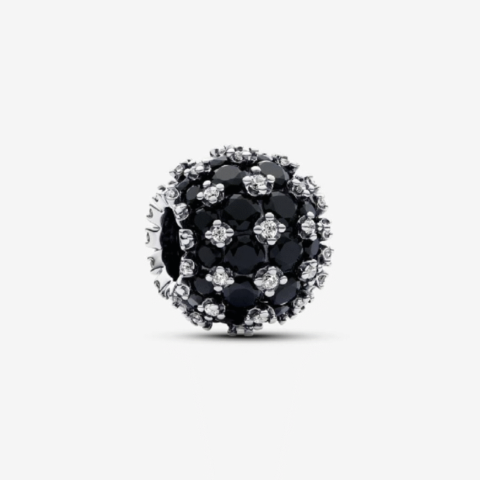 Sparkling Pave Round Black Charm