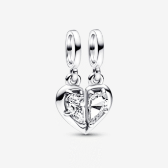 Pandora Splittable Mother Daughter Heart CZ Charm