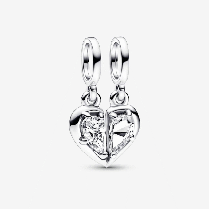 Pandora Splittable Mother Daughter Heart CZ Charm