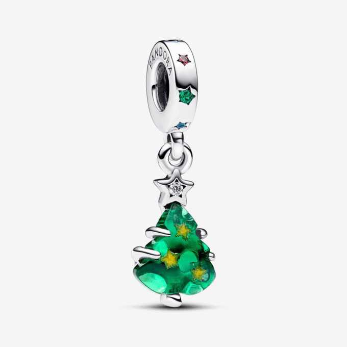 Pandora Sparkling Christmas Tree Dangle Charm in Silver