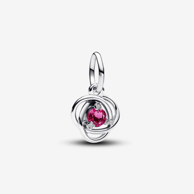 Pandora Phlox Pink Dangle Charm with Clear CZ