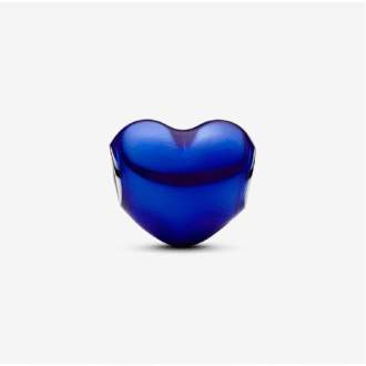 Pandora Silver Blue Enamel Puffy Heart Charm