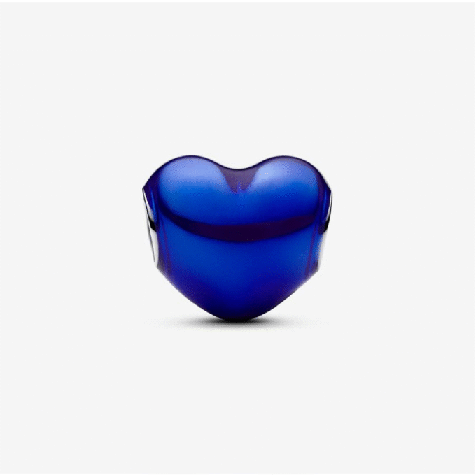 Pandora Silver Blue Enamel Puffy Heart Charm