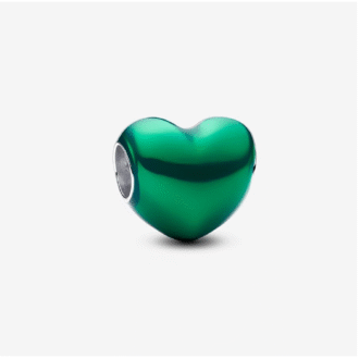 Pandora Silver Green Puffy Heart Charm
