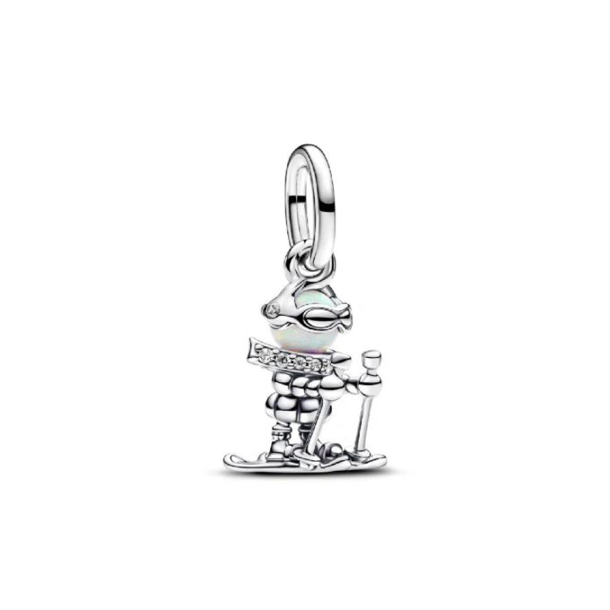 Lab Opal & CZ Skier Dangle Charm