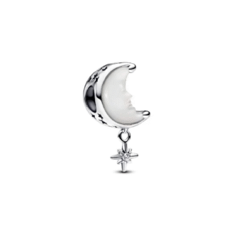 Silver White Bioresin Moon & Star Charm