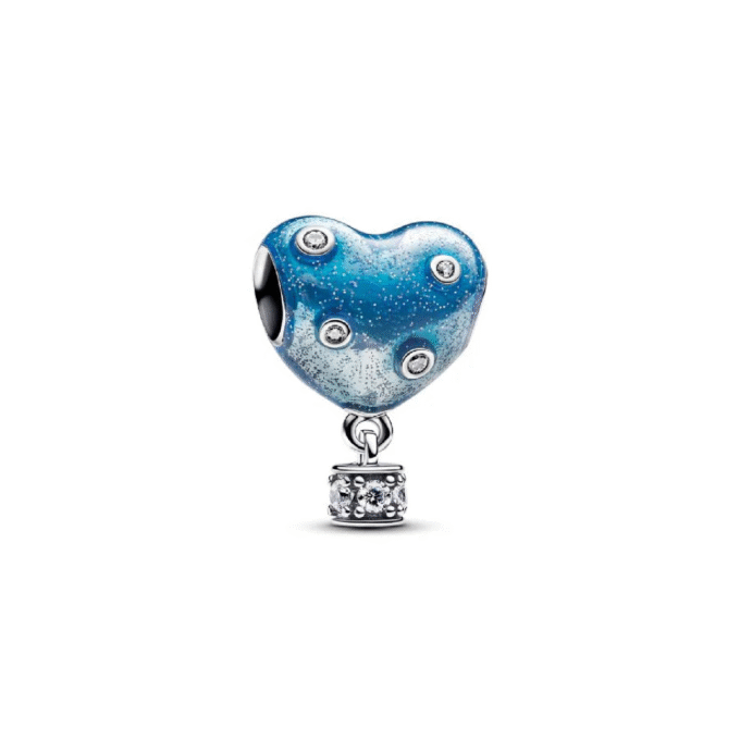 Glittery Blue Hot Air Balloon Charm