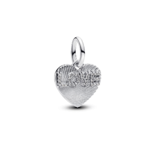 Engraved "Love" Heart Charm with CZ