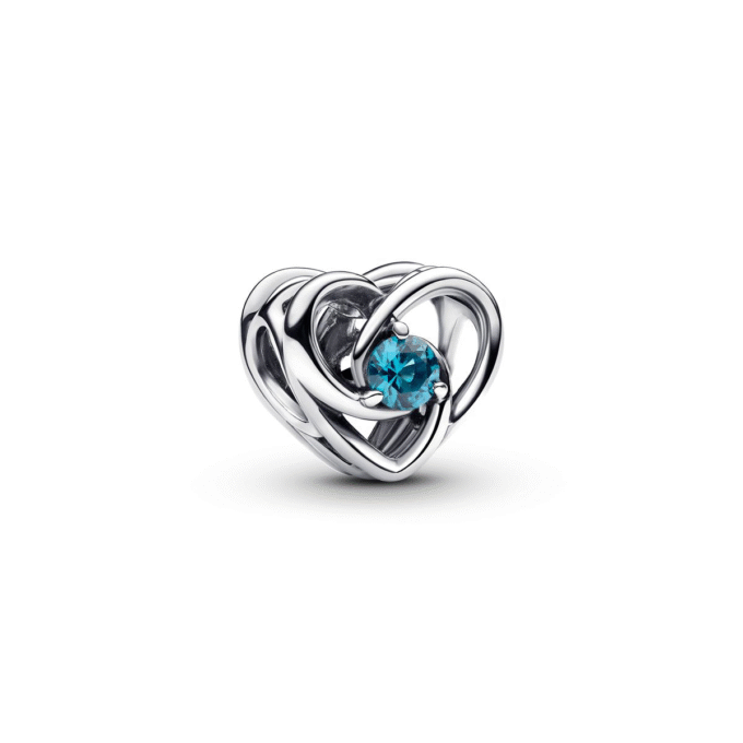 Pandora Sterling Silver Heart Charm with London Blue Crystal