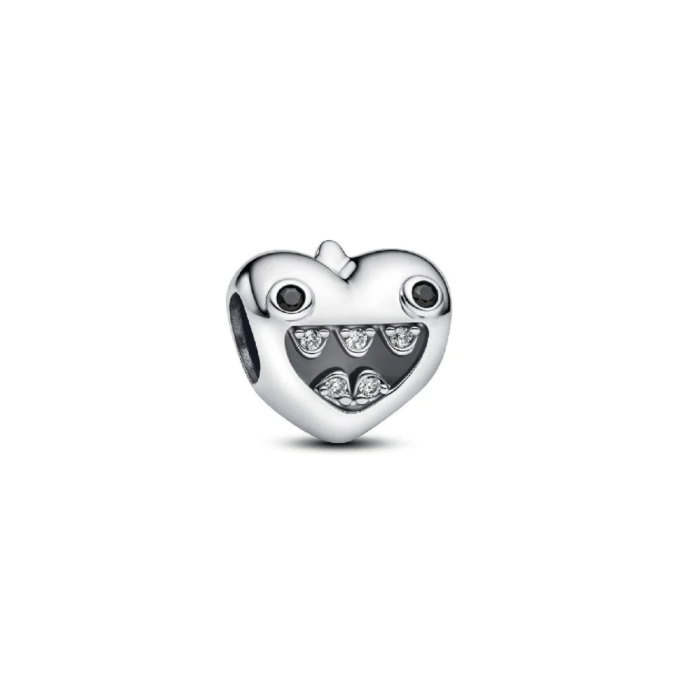Pandora Monster Heart Charm with Clear & Black CZ