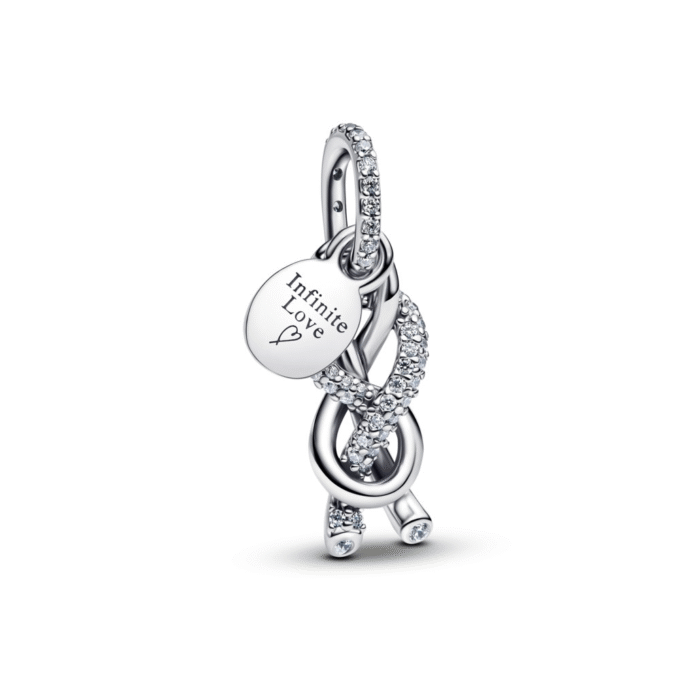 Pandora Sterling Silver Infinity Knot Charm with Clear CZ Dangle