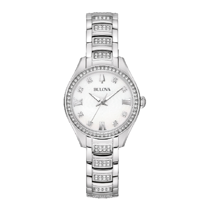 Bulova Women's Dress Watch with Mother of Pearl Dial and Crystal Accents