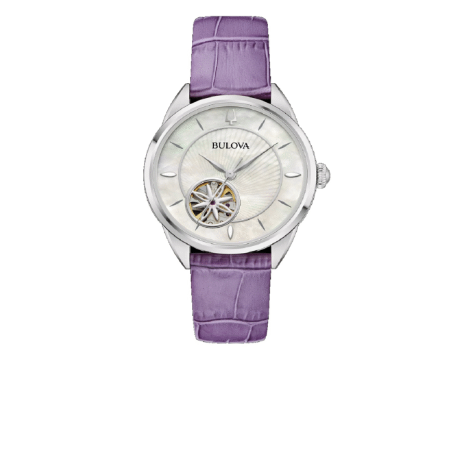 Bulova Women's Dress Watch with Mother of Pearl Dial and Purple Strap