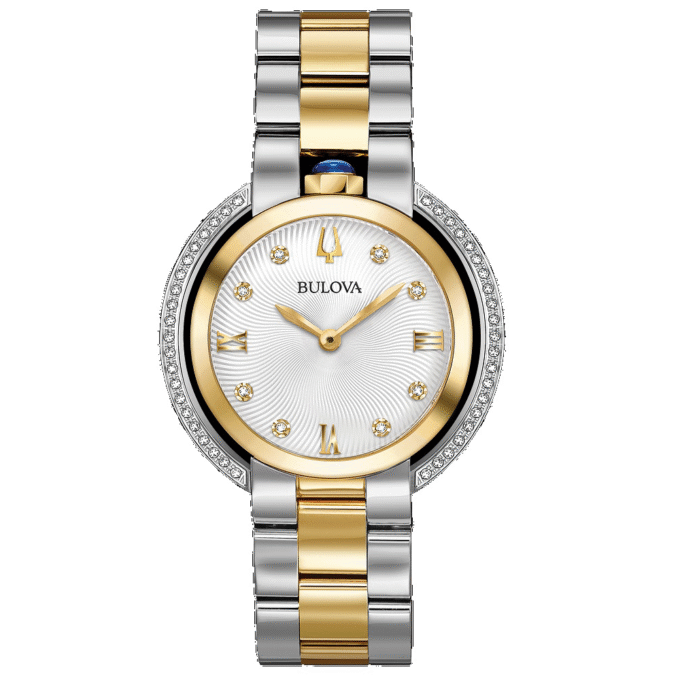 Bulova Women's Two-Tone Watch with White Dial and Diamond Accents