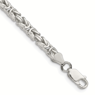24" Stainless Steel Byzantine Chain Necklace, 4mm Width