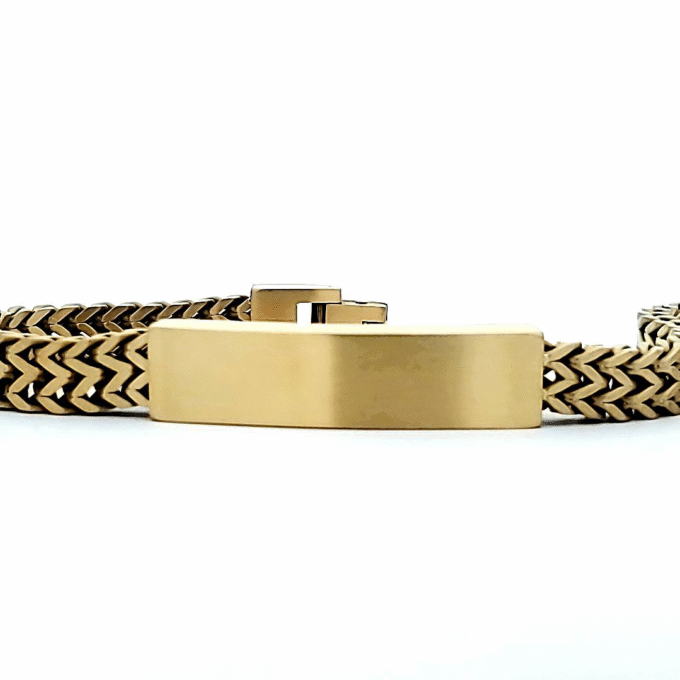 8mm Yellow Stainless Steel Double Franco ID Bracelet 8"