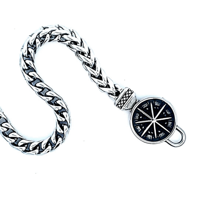 5mm Round Franco Cremation Compass Bracelet 8"