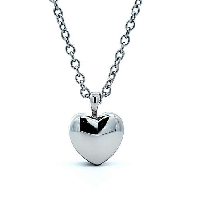 Sterling Silver Heart Cremation Pendant Necklace with 20" Chain