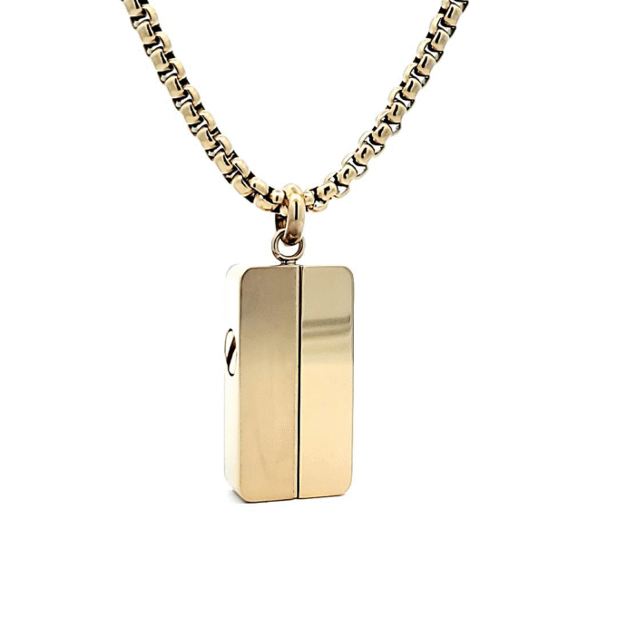 Stylish Double Urn Drop Pendant on a Bold 24" Stainless Steel Box Chain