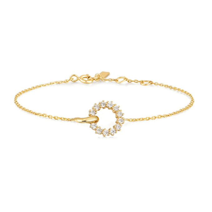 Ania Haie Interlinked Circle CZ Bracelet in Silver and Gold 7"