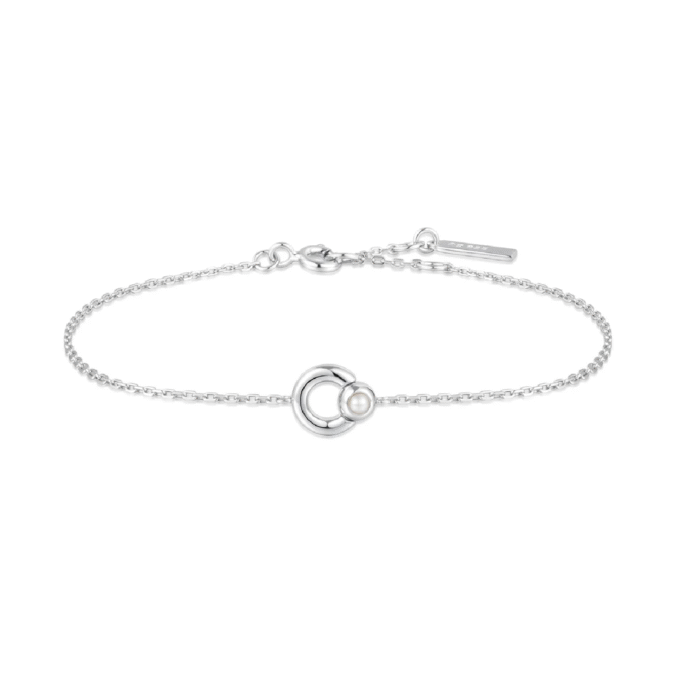 Ania Haie 7" Sterling Silver Freshwater Pearl Open Circle Bracelet