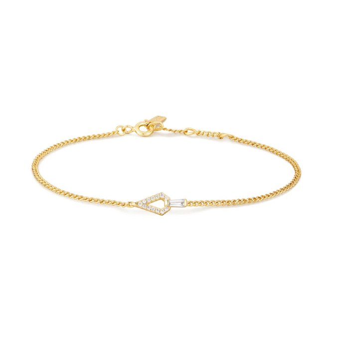 Ania Haie Geometric CZ Wheat Chain Bracelet in Silver and Gold 7"