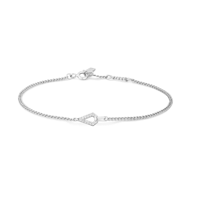 Ania Haie Geometric CZ Wheat Chain Bracelet in Sterling Silver 7"