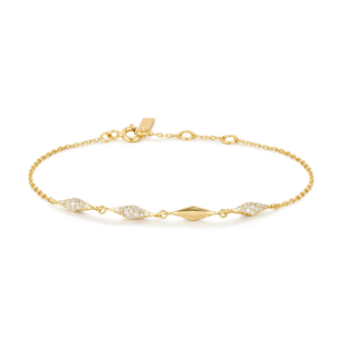 Ania Haie Diamond Shape Pave CZ Bracelet in Silver and Gold 7"