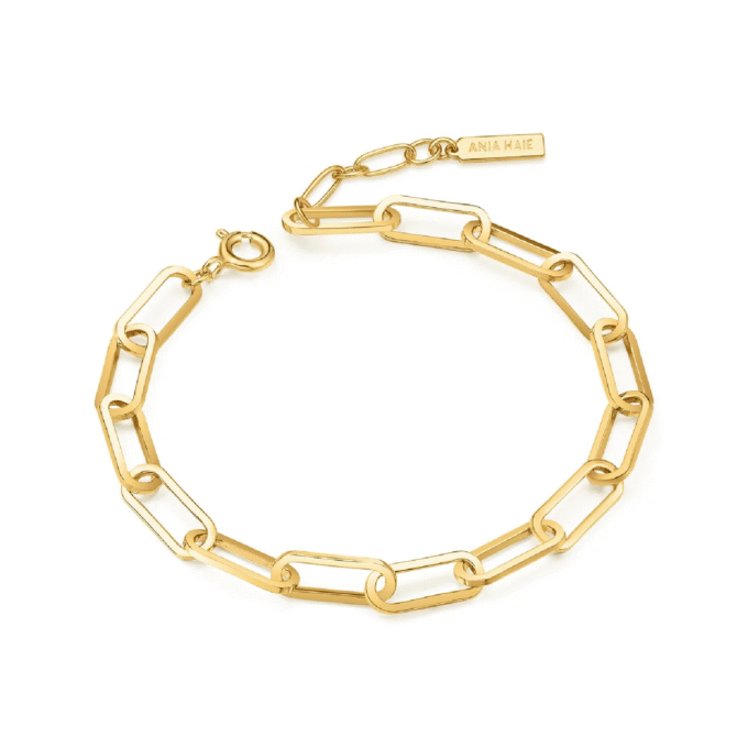 Ania Haie Yellow Gold Plated Paperclip Chain Bracelet